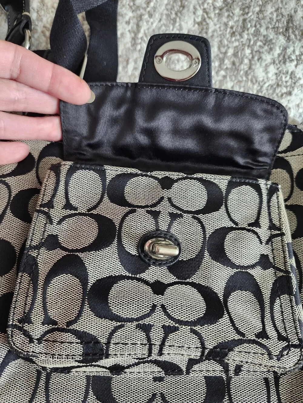 Coach Black and Tan Signature Canvas Crossbody Pouch